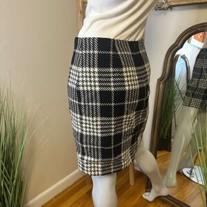 EDDIE BAUER HOUNDSTOOTH PLAID SKIRT BLACK WHITE GREY SIZW 8 VINTAGE